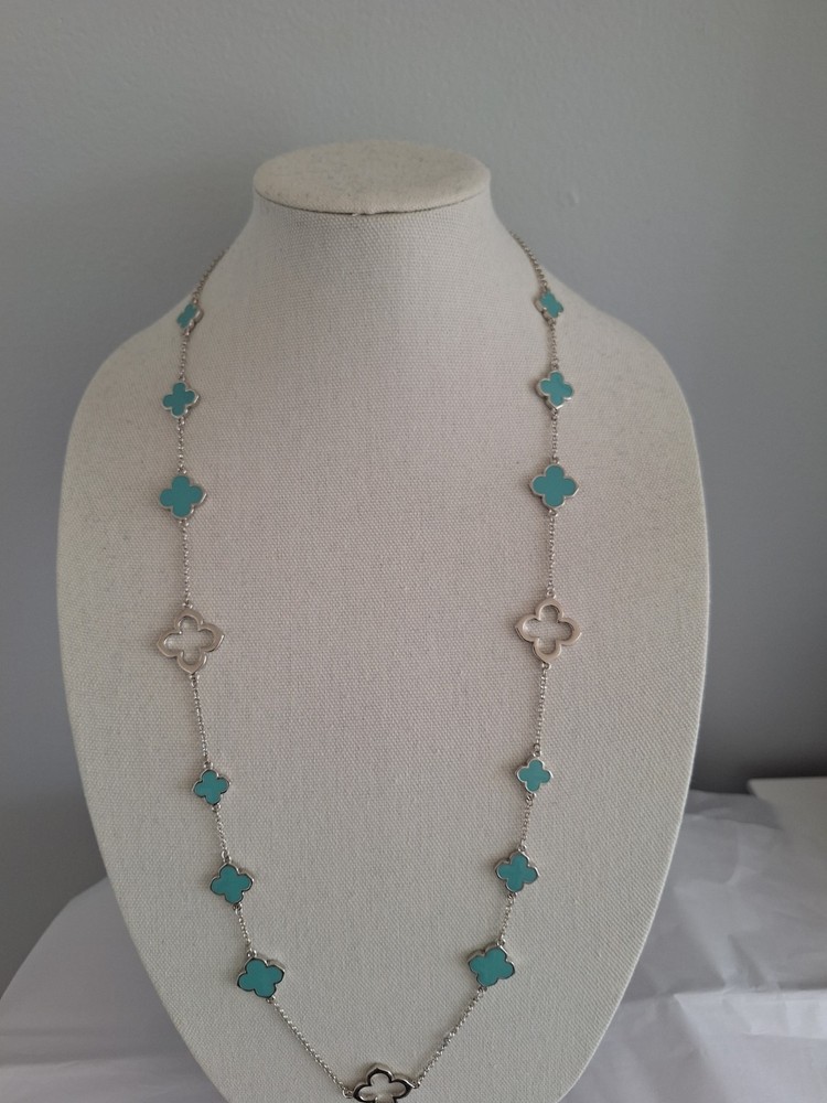 Silver Turquoise Clover Necklace - Elegant & Stylish Jewelry