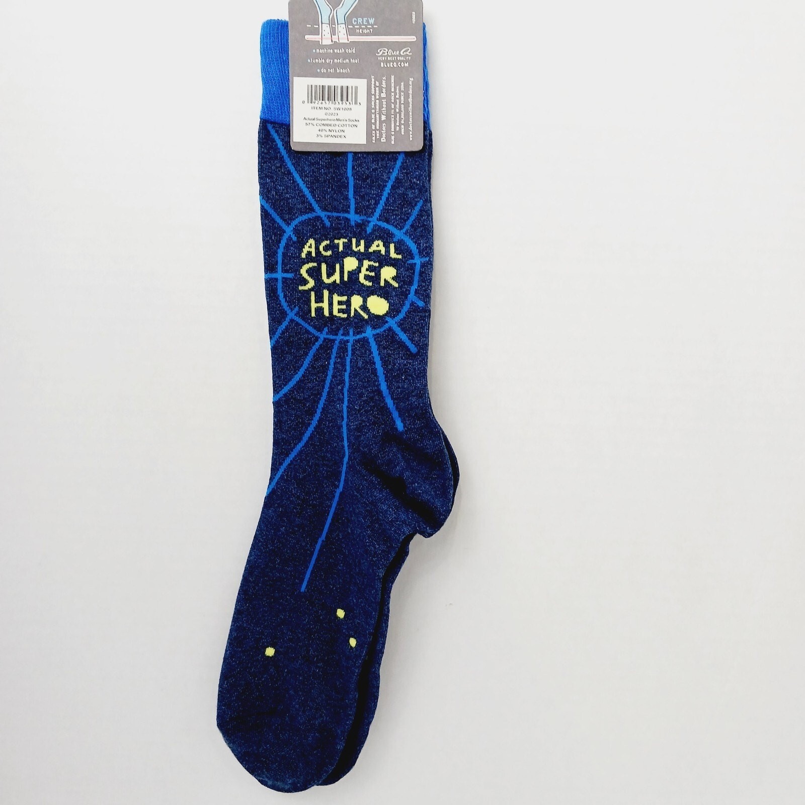 Sock Blue Q Crew Men Women Actual Super Hero Dad Father Teacher WILL COMBO SHIP