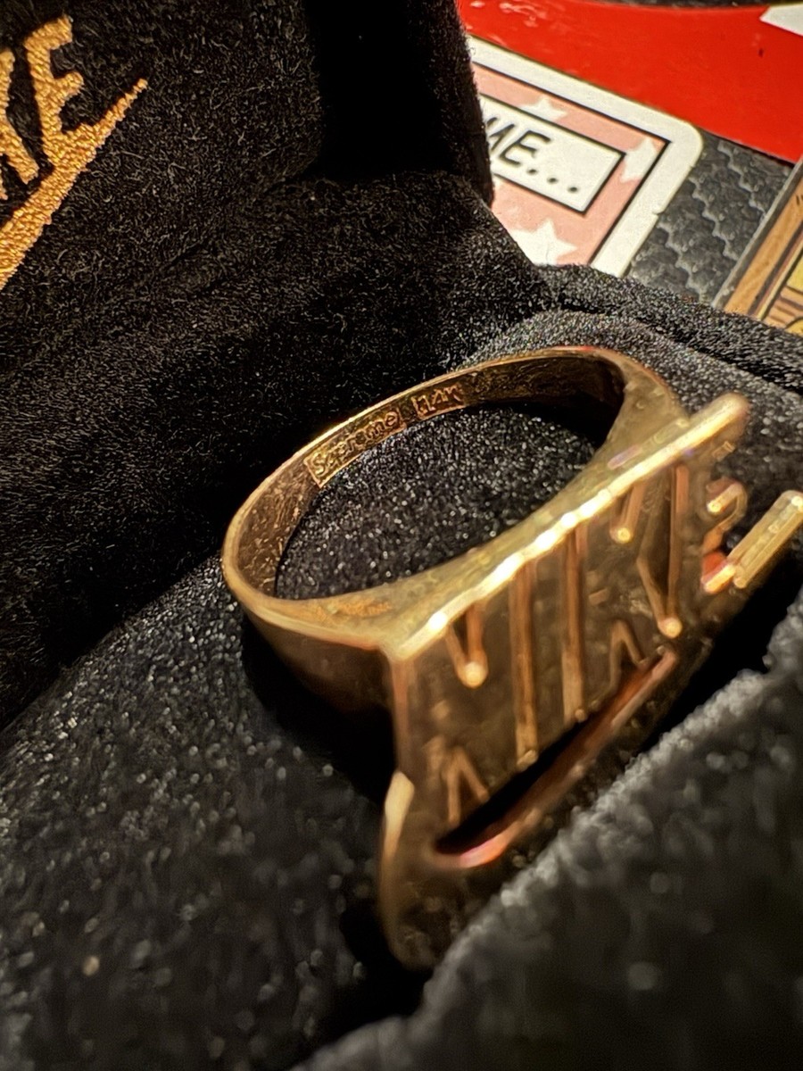 Nike x Supreme 14k Solid Gold Ring Size 6 1/2 Fall/Winter 2019