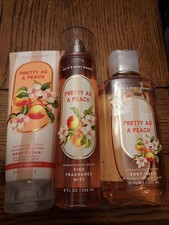 BATH AND BODY WORKS " PRETTY AS A PEACH  BODY CREAM " BODY WASH " FRAG MIST
