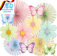 Sunbeauty 12 StüCk Papier FäCher Dekoration Hanging Girlande Schmetterling Blume
