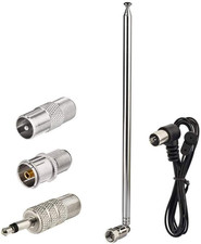 Telescopic FM Antenna for Stereo Receiver Indoor, FM Radio Antenna 75 Ohm UNBAL