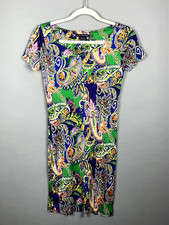Ralph Lauren Sport Paisley Print Pullover Dress XS Green Multicolor Short Sleeve