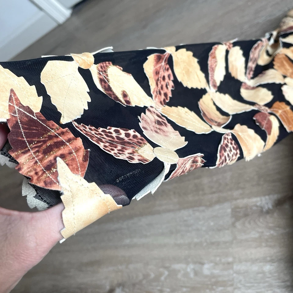 Jaqueta Image Couro Folha Tamanho Pequeno Folhas Recortes Malha Zíper Completo Gola - Imagem 2 de 4