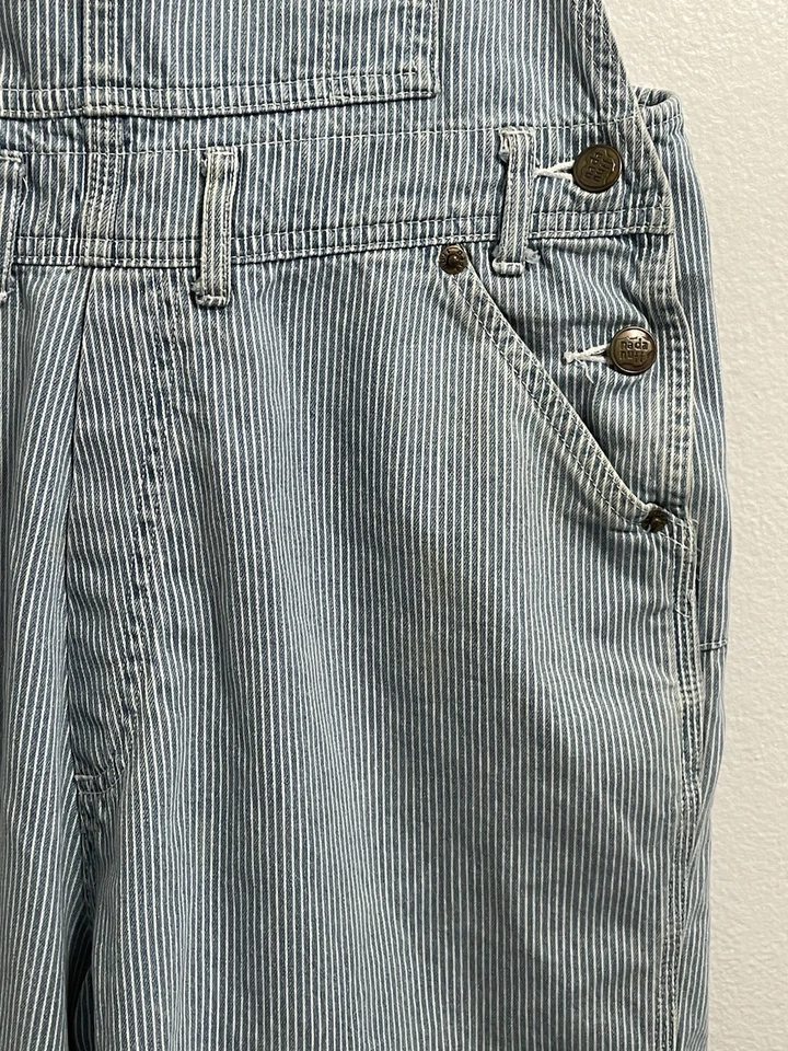 Mono corto vintage Nada Nuff M azul blanco a rayas denim años 90 Y2K Foto 3 de 4