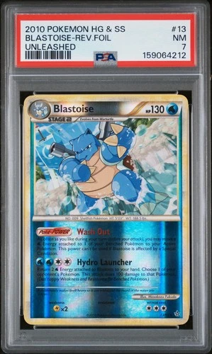 2010 POKEMON HEARTGOLD & SOULSILVER UNLEASHED #13 BLASTOISE-REVERSE FOIL PSA 7