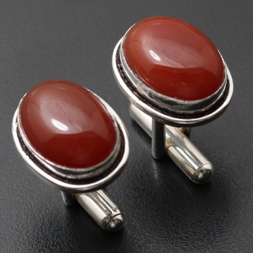 Natural Carnelian Gemstone 925 Sterling Silver Jewelry Gift For Man - Picture 5 of 6