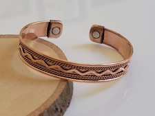 Pure Copper Magnetic Bracelet Solid Copper Arthritis Therapy Cuff Bangle Wave