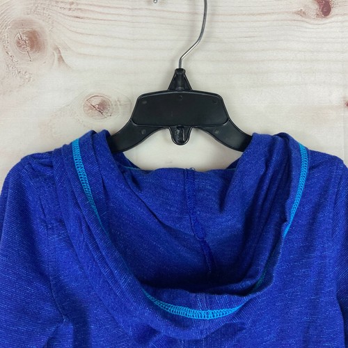 Cat & Jack Top Girls Small Blue Tie-Front Long Sleeve Solid Hooded Knit Pullover - Picture 7 of 7