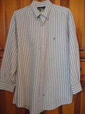 Men's Polo Ralph Lauren Blue Large 16 1/2-33 Striped Long Sleeve Shirt