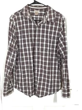 Arizona Jean Company Woman's Top Size LARGE, Long Sleeve, Plaid, Button up