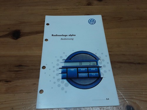 VW Radio Alpha bedienungsanleitung 1998