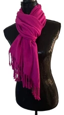 Liz Claiborne Rayon Scarf Wrap Women’s 24” X  64” Magenta Pink Fringe