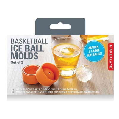 Kikkerland Basketball Shaped Large Ice Molds, Set of 2, Game Night, Party Favors