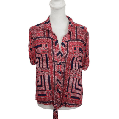 Lucky Brand Red Boho Top Size Small Lucky Brand Red Top with Tie Waist
