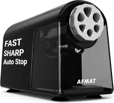 AFMAT Heavy Duty Electric Pencil Sharpener for Classroom, 6 Holes, Electric Penc