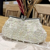 SALE / Women's Ivory Beaded Bag Clutch Bag / Handbag - Occasions Weddings Purse