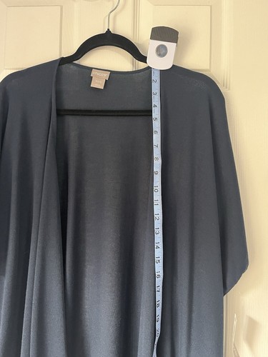 CHICO'S Navy Blue Pockets Kimono Top Cover-Up Duster NEW Tags Stretch open Front - Picture 12 of 15