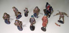 VINTAGE WORLD WAR 1 TOY SOLDIERS - LOT OF 9 FIGURES ELASTOLIN 