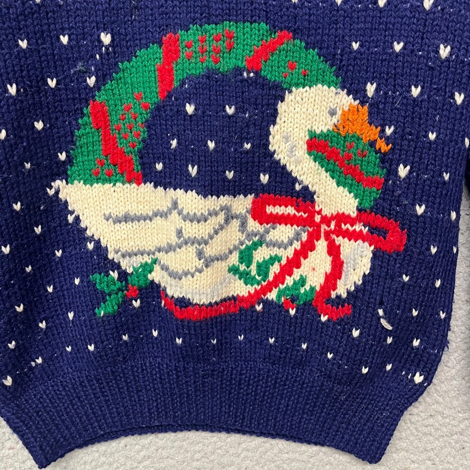 Suéter De Colección Feo Navidad Para Mujer M Azul Fiesta Corona Grannycore Retro Foto 2 de 4