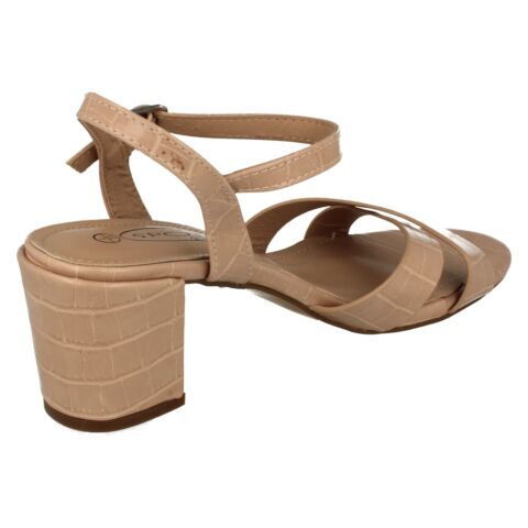 Sandalias con correa cruzada para dama Spot On negras o rosas con tacón de bloque: F10939 - Imagen 15 de 18