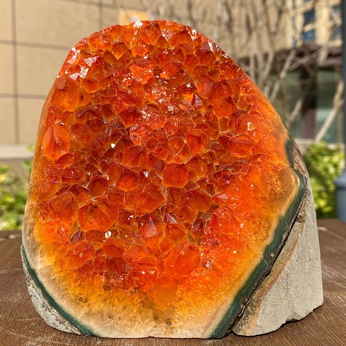 4.2LB - Orange Yellow Crystal Geode - Natural Decor - Healing Crystal Cave - Foto 8 di 17