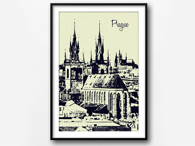 Prag Skizze, Prag Reisedruck, Digitalillustration, Prag Kunstdruck