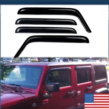 For 2007-2017 Jeep Wrangler JK 4PC Window Vent Visors Sun Rain Guards Deflector