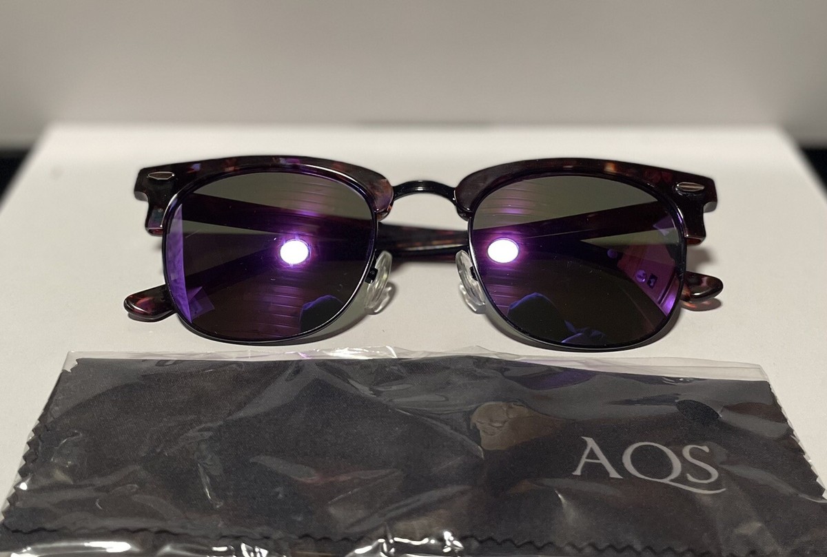 NWT - AQS Milo 49mm Clubmaster Sunglasses with Purple Lenses 
