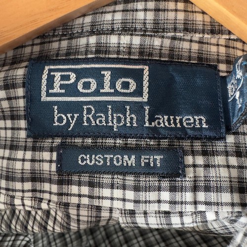 Polo Ralph Lauren Shirt Mens Large Grey Plaid Check Long Sleeve Custom Fit 16.5" - Imagen 9 de 14