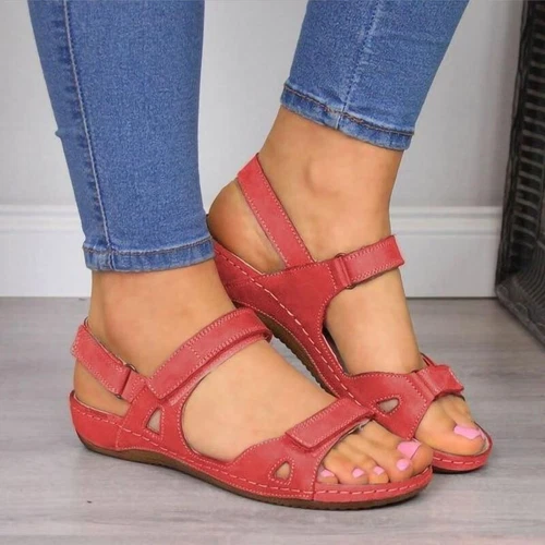 Sandalias planas de ajuste ancho con correa al tobillo para mujer talla de zapato de playa de verano - Imagen 9 de 19