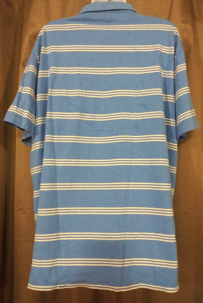 PATAGONIA SZ XL MENS ORGANIC COTTON BLUE/WHITE STRIPED POLO SHIRT