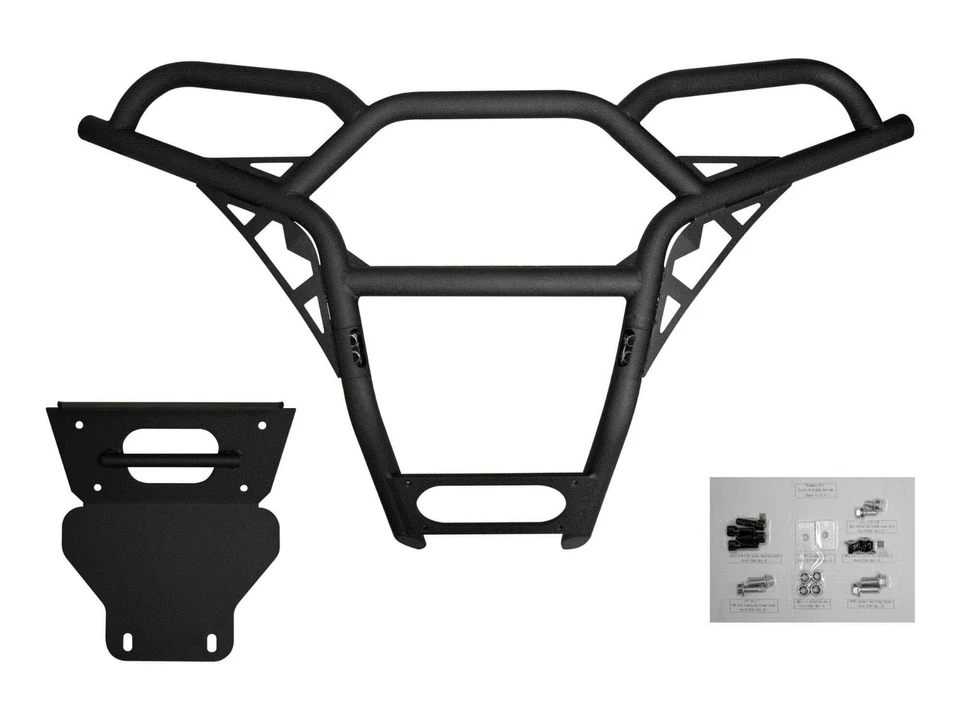 Parachoques delantero de alta resistencia SuperATV para Polaris RZR XP 900 (2011-14) negro arrugado Foto 4 de 4