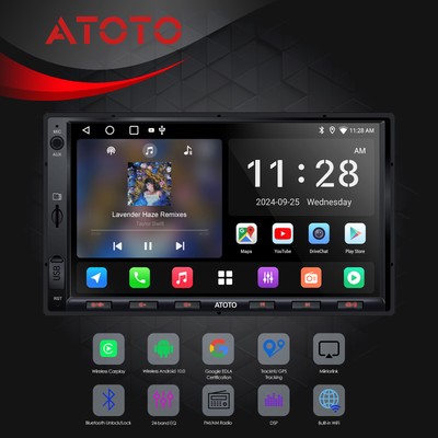 ATOTO Carplay Stereo 2G+32G For Hyundai 7'' Wireless 2-DIN Android SiriusXM w/RWC