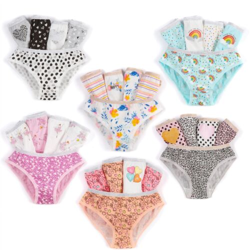 Girls 100% Cotton Briefs 5 Pack Underwear Kids Knickers/Pants Age 2-13 Years - Picture 3 of 53