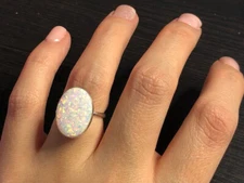 White Opal Ring 925 Sterling Silver Ring Handmade Women Ring Stackable Ring Gift