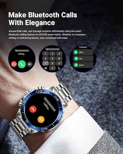 SOUYIE Men's SmartWatch 1.43''AMOLED Screen with 24 Hours Healthy Monitor SM-7 - Zdjęcie 2 z 9