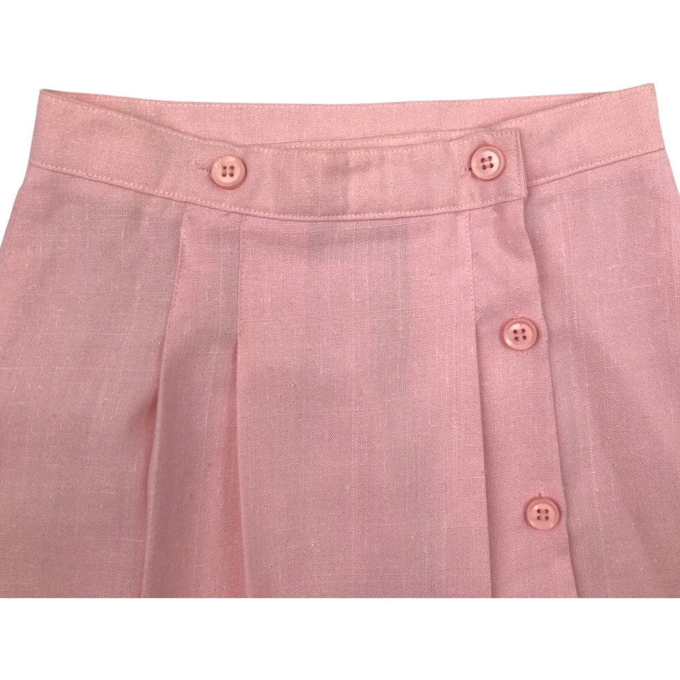 Falda rosa vintage para niñas pequeñas años 60 plisada frontal talla 6 botón delantero preppy Foto 3 de 3
