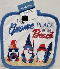 1 Printed Jumbo Pot Holder (8"x8") SEALIFE,THERE'S GNOME PLACE LIKE THE BEACH,TL