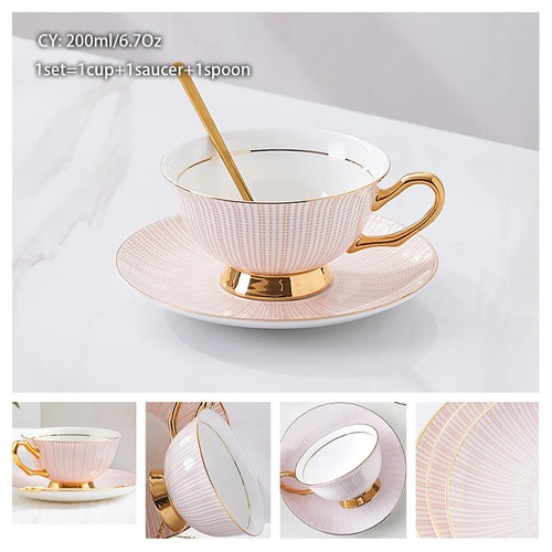 Saucer Spoon Set 200ml Luxury Ceramic Mug Top-grade Cup Teaware Party Drinkware - Picture 64 of 66