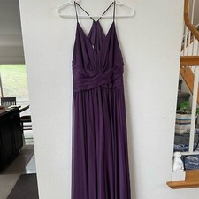 Celebrate by DB Studio purple spaghetti cross strap maxi dress formal wear