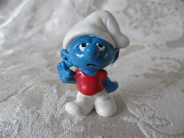 Smurfs 40205 Skier Smurf Rare Vintage Super Figure Toy PVC Skiing Figurine 1980s