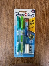 Paper Mate Clear Point #2 Mechanical Pencil Set 0.7mm 2-Pack Extra Lead Erasers