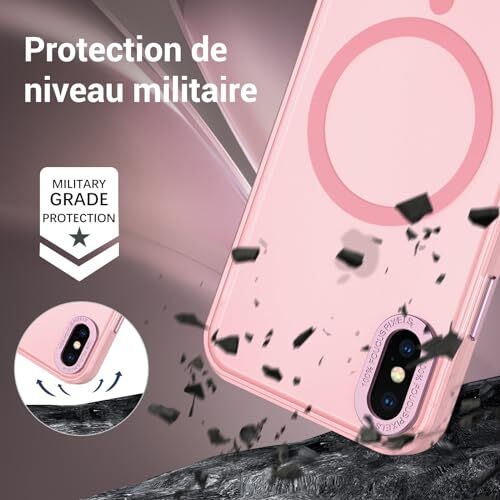 Coque Magnétique Pour IPhone 17 Pro Max - Compatible MagSafe, Support Intégré, Protection Anti-choc Et Anti-rayures - Coloris Orange Mat