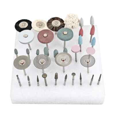 35pcs Dental HP Kit Schleifen Polieren Keramik/Porzellan Lab Diamond Burs Brush