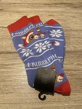 Rudolph The Red Nosed Reindeer Thick Knit Socks 1 Pair Shoe Size 8-12 NEW