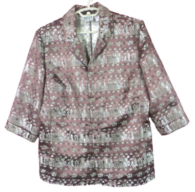 CHICO'S Women Thick Poly Nylon Blouse 3/4 Sleeve Ancient Wall Art Multicolor 2 L