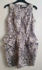 Grey Snakeskin Print Tulip Mini Dress UK8 EU36 US4 Party Dress Large Pockets