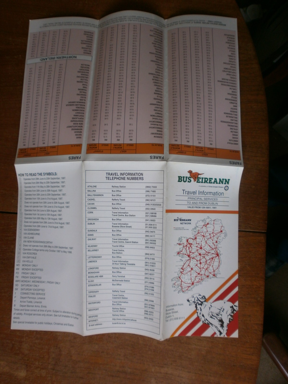 IrelandBus Eireann Timetable & Travel Information Leaflet 1987 eBay