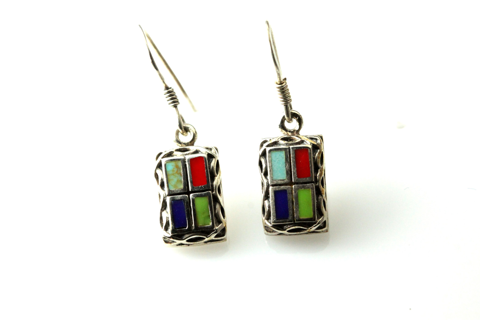Small 925 Sterling Silver Rectangular Four Color … - image 7